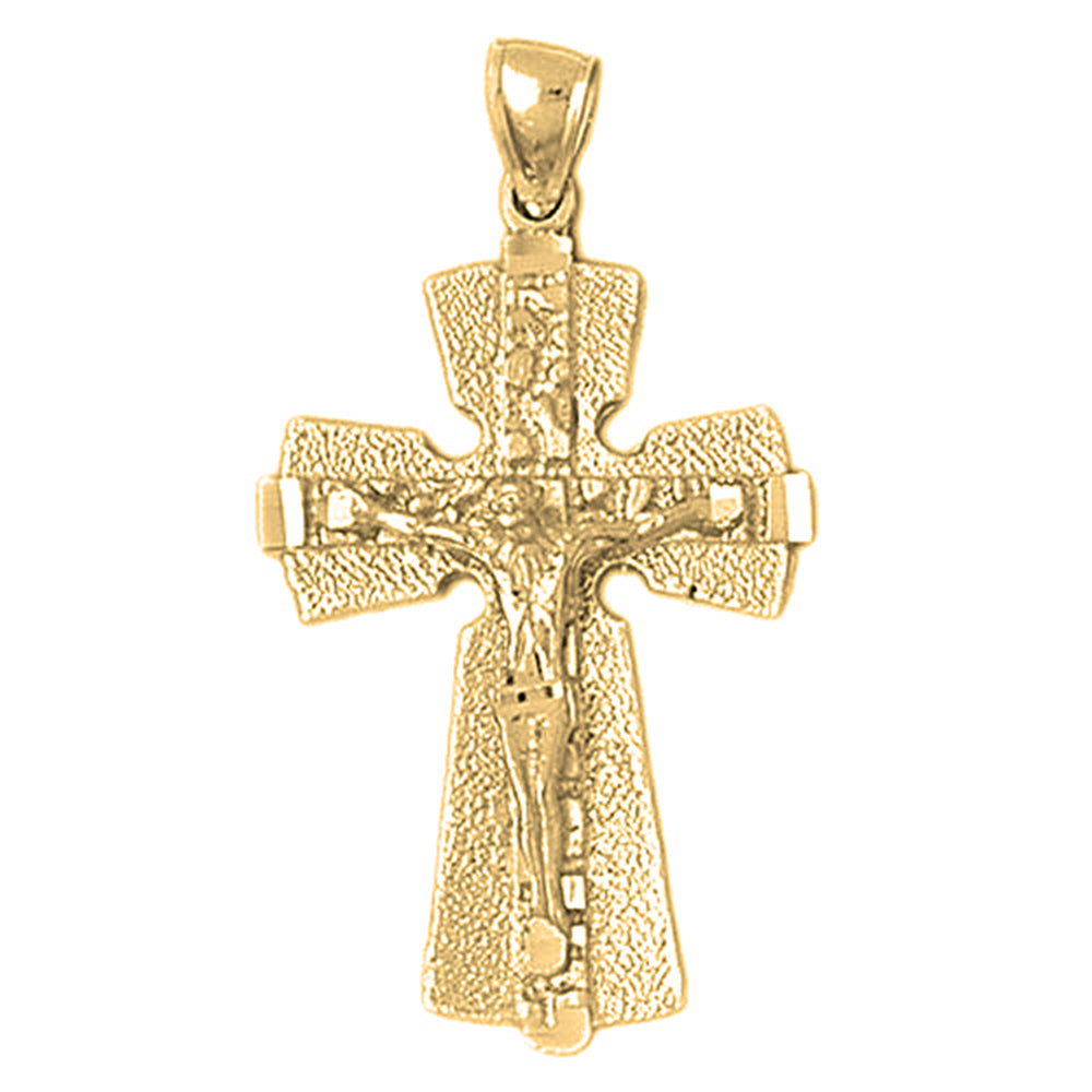 10K, 14K or 18K Gold Nugget Crucifix Pendant