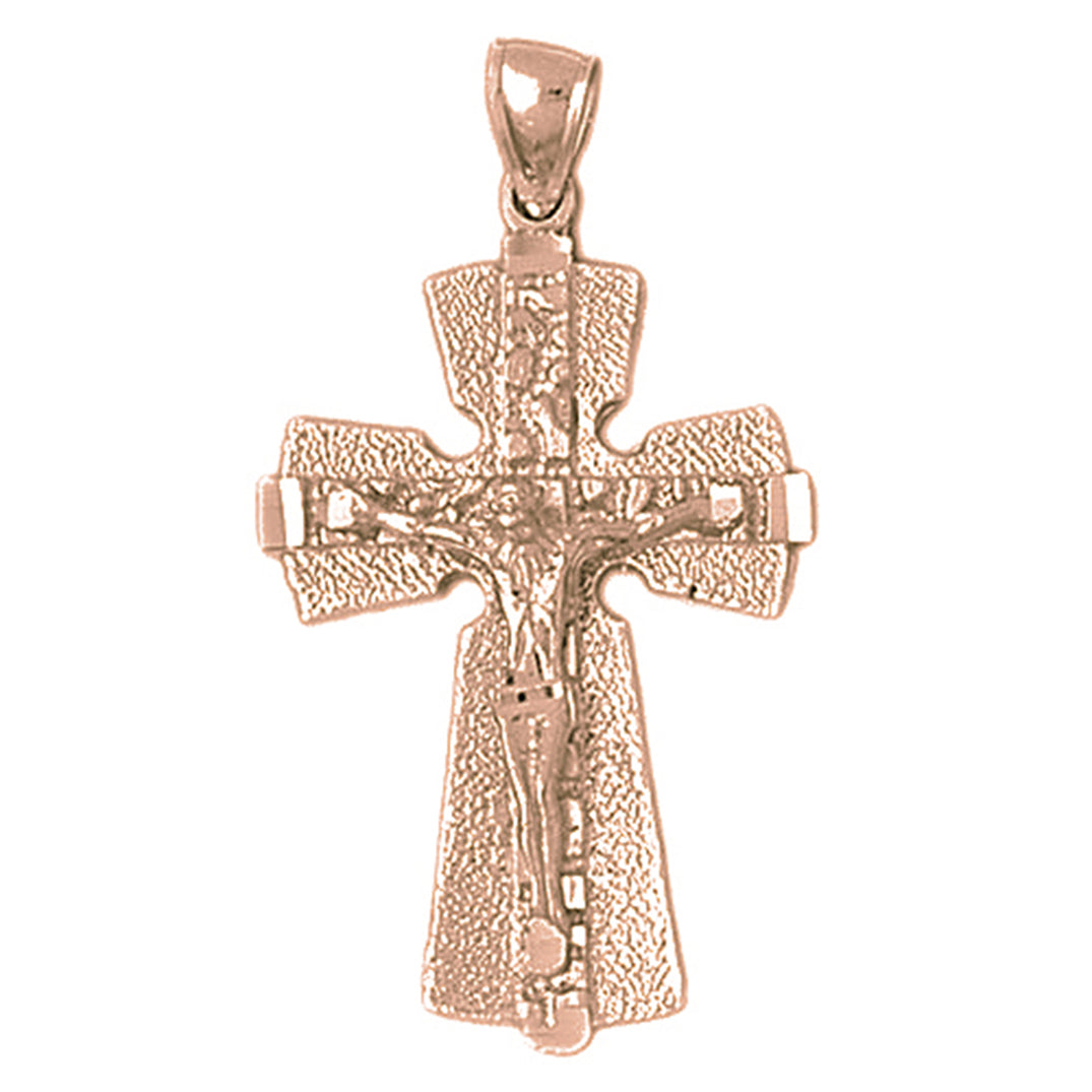 10K, 14K or 18K Gold Nugget Crucifix Pendant