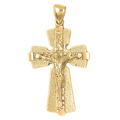 10K, 14K or 18K Gold Nugget Crucifix Pendant