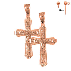 14K or 18K Gold Nugget Crucifix Earrings
