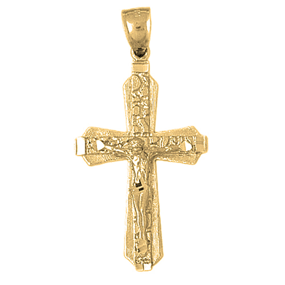 10K, 14K or 18K Gold Nugget Crucifix Pendant