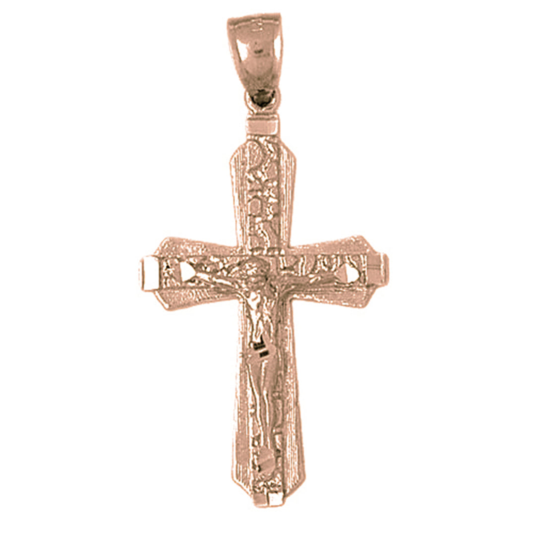 10K, 14K or 18K Gold Nugget Crucifix Pendant