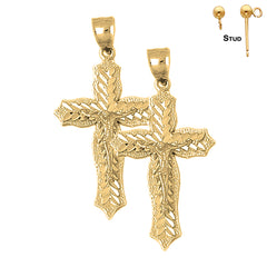 Sterling Silver 46mm Passion Crucifix Earrings (White or Yellow Gold Plated)