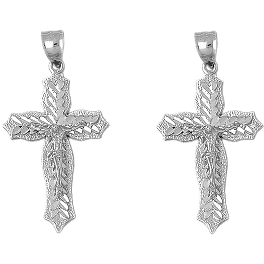 Sterling Silver 46mm Passion Crucifix Earrings