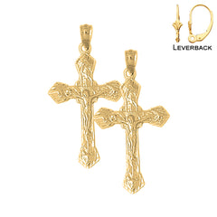 14K or 18K Gold Passion Crucifix Earrings