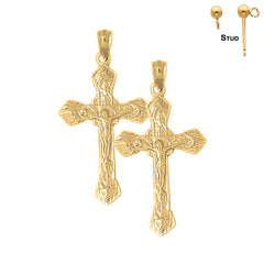 41 mm Passions-Kruzifix-Ohrringe aus Sterlingsilber (weiß- oder gelbvergoldet)