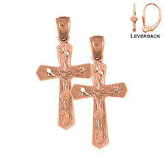 14K or 18K Gold Passion Crucifix Earrings