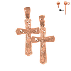 14K or 18K Gold Passion Crucifix Earrings