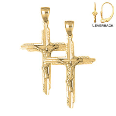 Pendientes de Crucifijo Latino de Oro de 14K o 18K