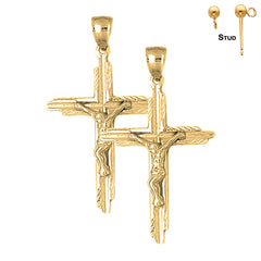 Sterling Silver 50mm Latin Crucifix Earrings (White or Yellow Gold Plated)