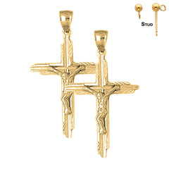 Pendientes de Crucifijo Latino de Oro de 14K o 18K