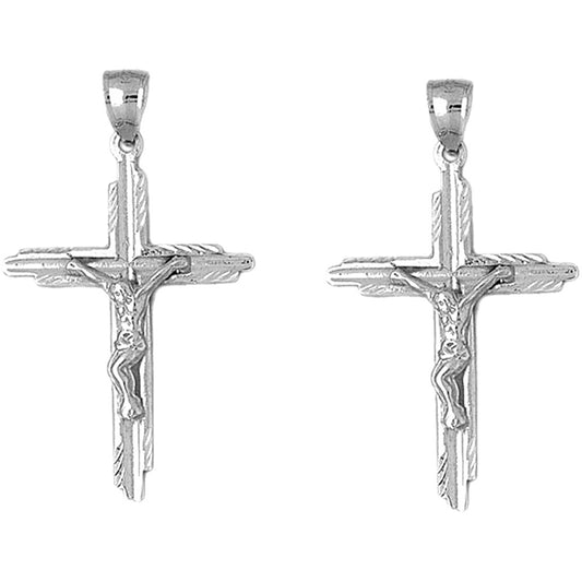 Sterling Silver 50mm Latin Crucifix Earrings