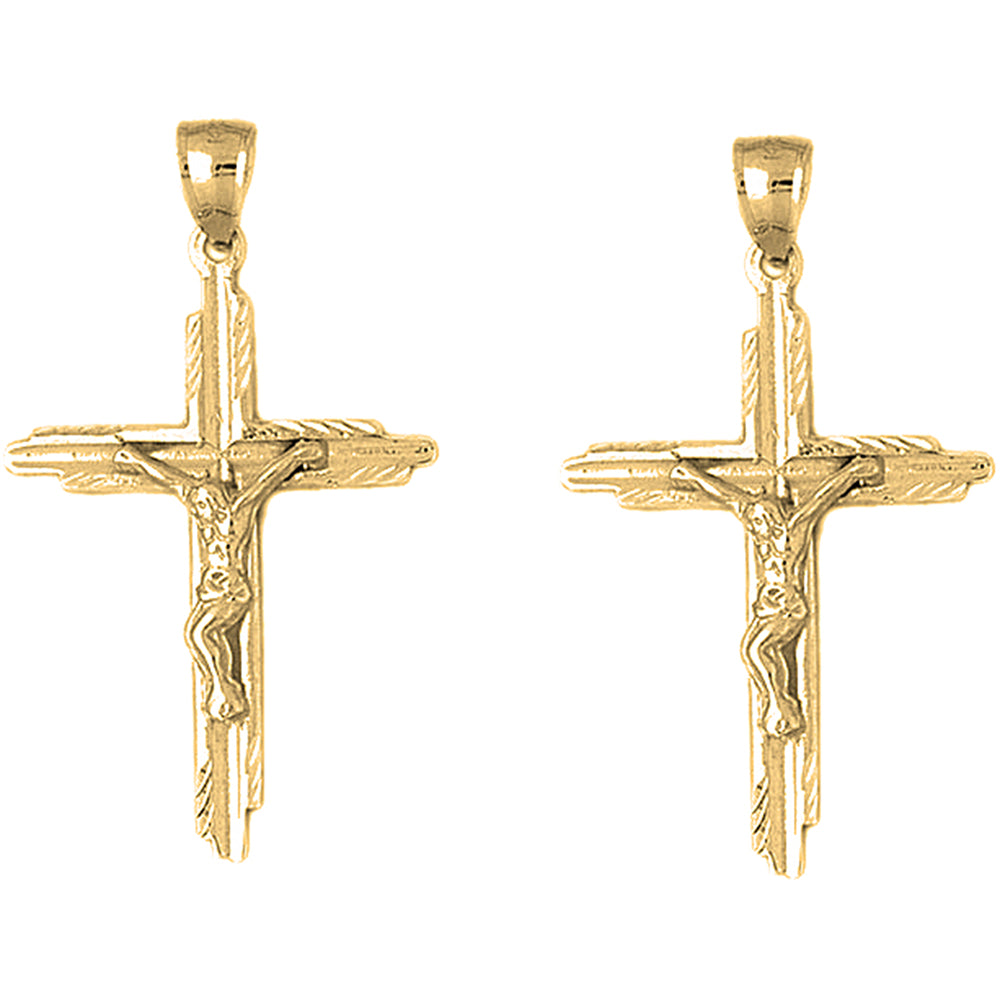 14K or 18K Gold 50mm Latin Crucifix Earrings