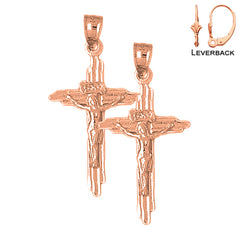 Pendientes de Crucifijo INRI de Oro de 14K o 18K