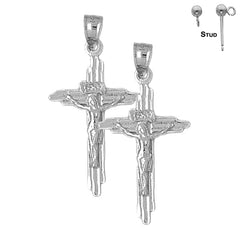 14K or 18K Gold INRI Crucifix Earrings