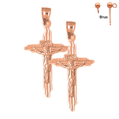 14K oder 18K Gold INRI Kruzifix Ohrringe