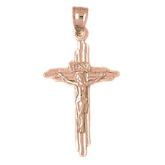 10K, 14K or 18K Gold INRI Crucifix Pendant