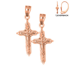 Pendientes de Crucifijo Latino de Oro de 14K o 18K