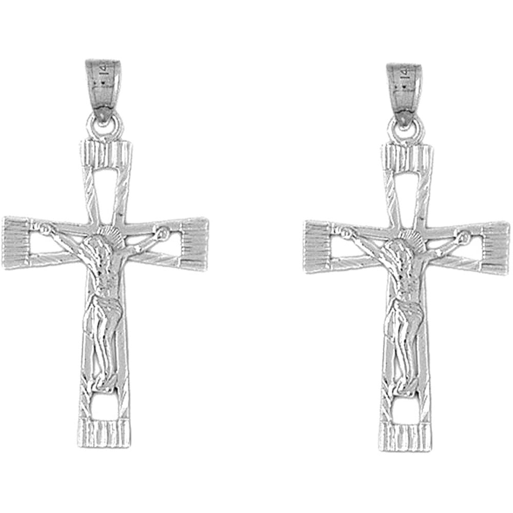 14K or 18K Gold 40mm Latin Crucifix Earrings