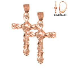 14K or 18K Gold Budded Crucifix Earrings