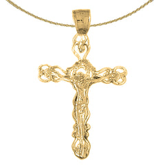 10K, 14K or 18K Gold Budded Crucifix Pendant