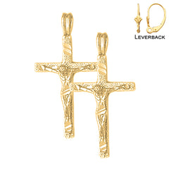 Sterling Silver 30mm Latin Crucifix Earrings (White or Yellow Gold Plated)
