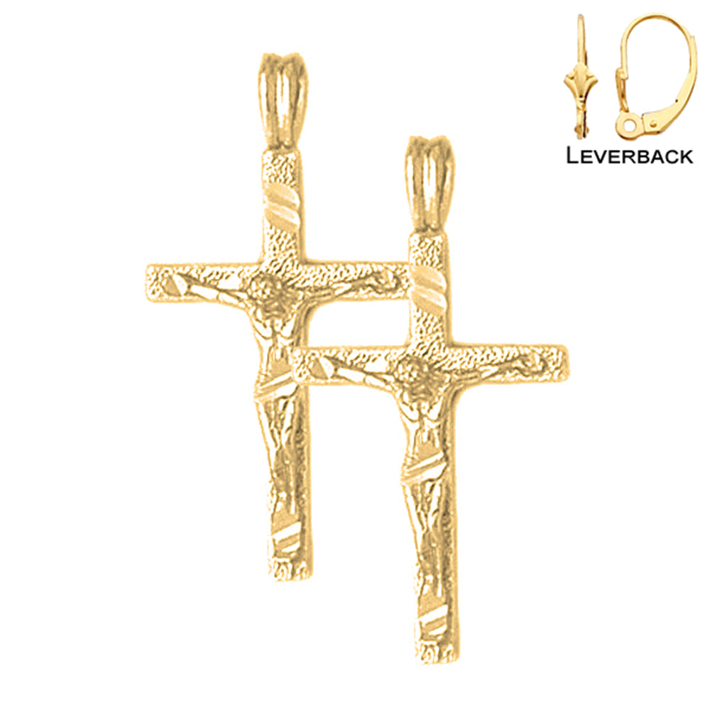 14K or 18K Gold Latin Crucifix Earrings