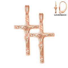 14K or 18K Gold Latin Crucifix Earrings