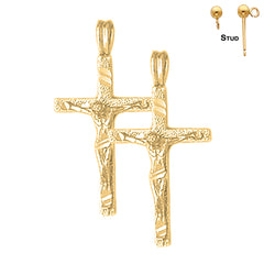 Sterling Silver 30mm Latin Crucifix Earrings (White or Yellow Gold Plated)