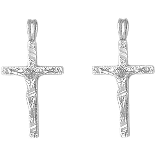 Sterling Silver 30mm Latin Crucifix Earrings
