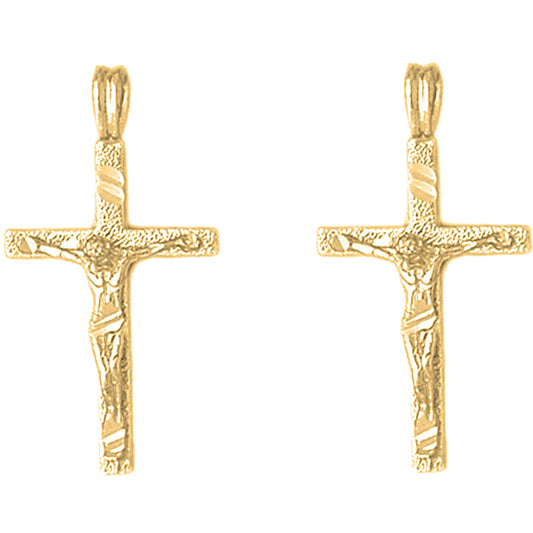 14K or 18K Gold 30mm Latin Crucifix Earrings