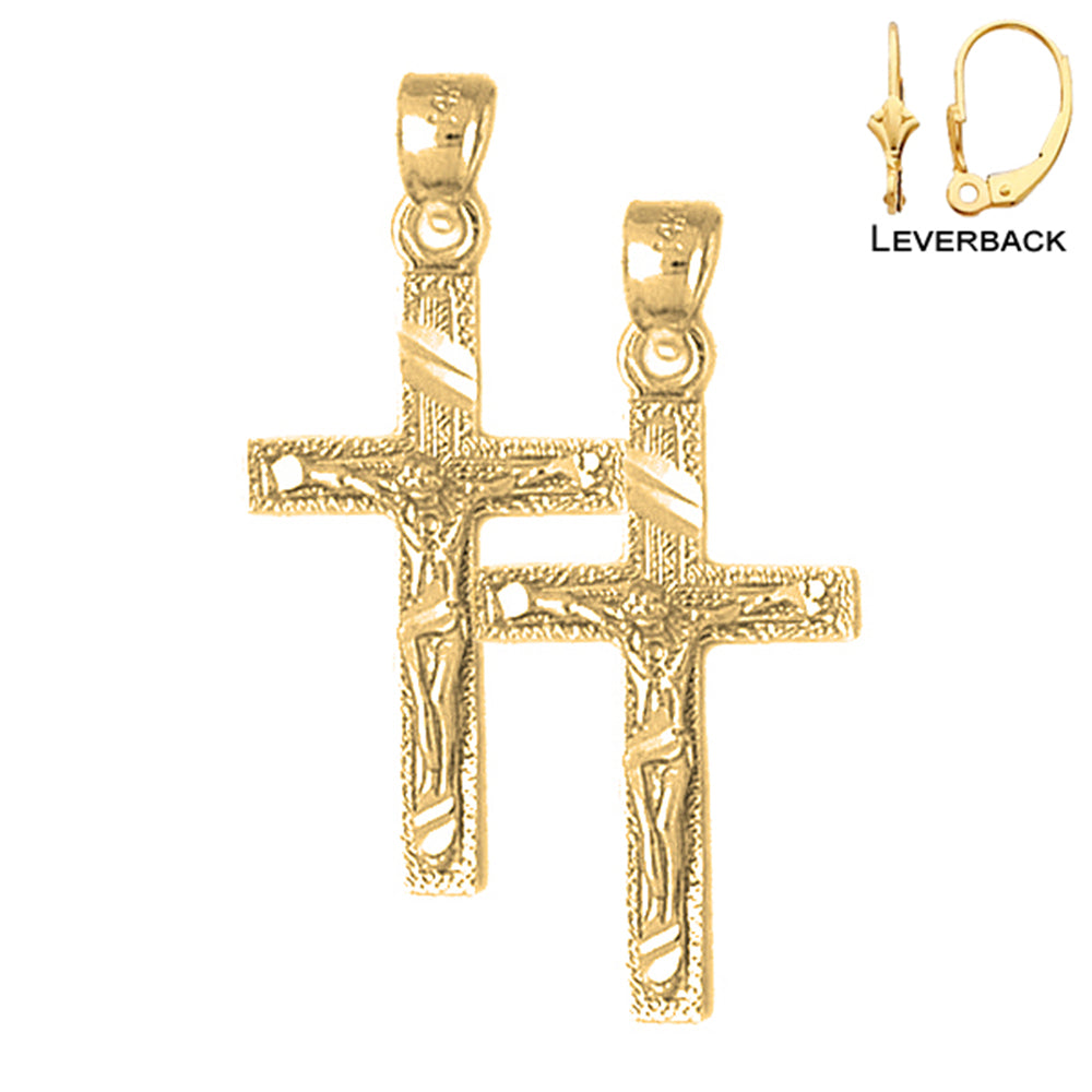 Pendientes de Crucifijo Latino de Oro de 14K o 18K