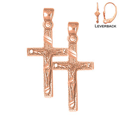 Pendientes de Crucifijo Latino de Oro de 14K o 18K