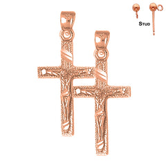 14K or 18K Gold Latin Crucifix Earrings