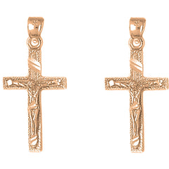 14K or 18K Gold 33mm Latin Crucifix Earrings