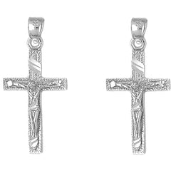 Sterling Silver 33mm Latin Crucifix Earrings