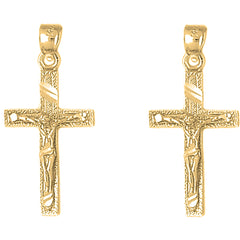 14K or 18K Gold 33mm Latin Crucifix Earrings