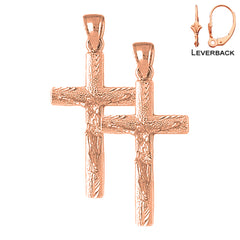 14K or 18K Gold Latin Crucifix Earrings