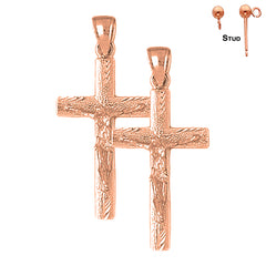 14K or 18K Gold Latin Crucifix Earrings