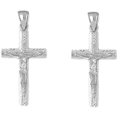 Sterling Silver 45mm Latin Crucifix Earrings