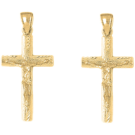 14K or 18K Gold 45mm Latin Crucifix Earrings