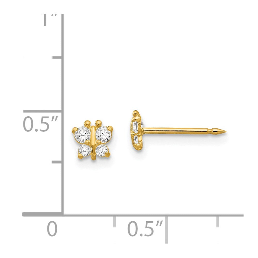 Inverness 14K Yellow Gold Butterfly CZ Earrings