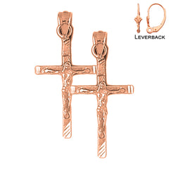 14K or 18K Gold Latin Crucifix Earrings