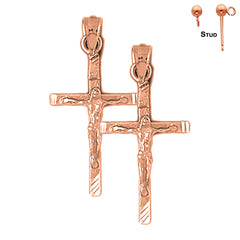 14K or 18K Gold Latin Crucifix Earrings