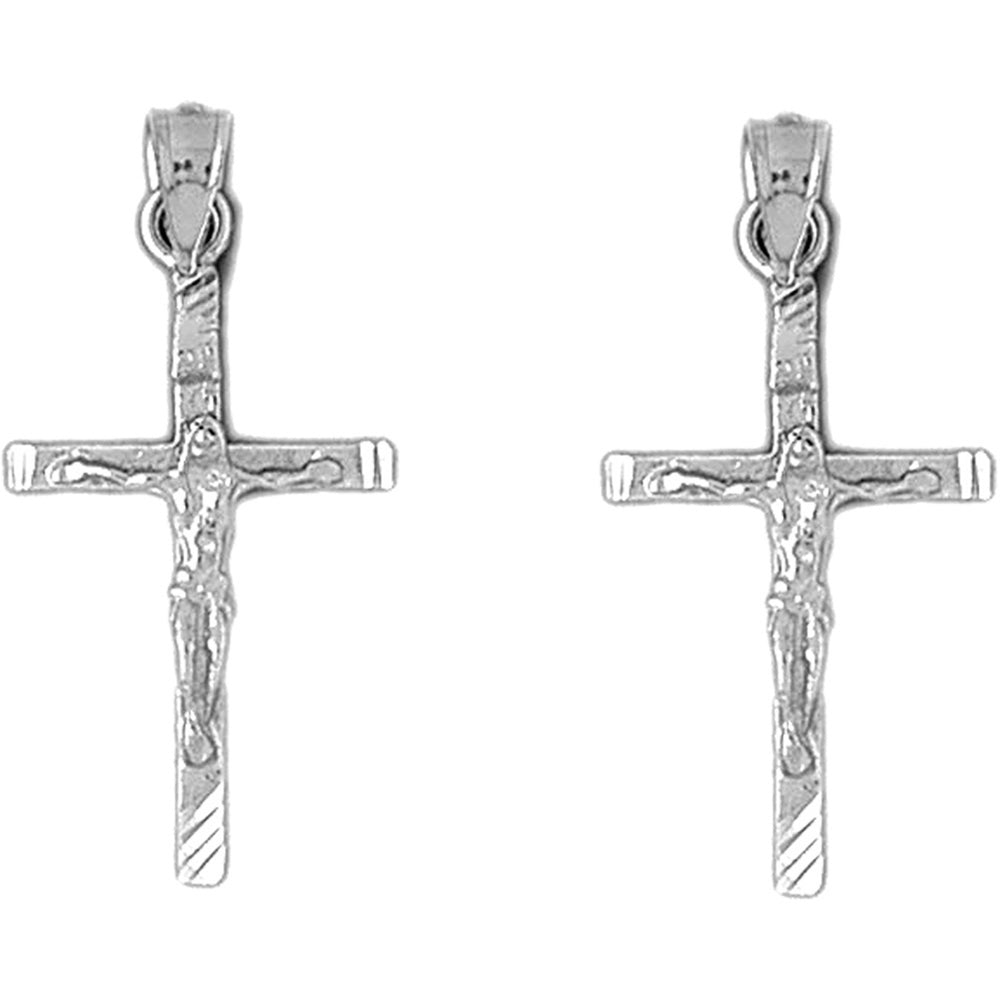 14K or 18K Gold 33mm Latin Crucifix Earrings