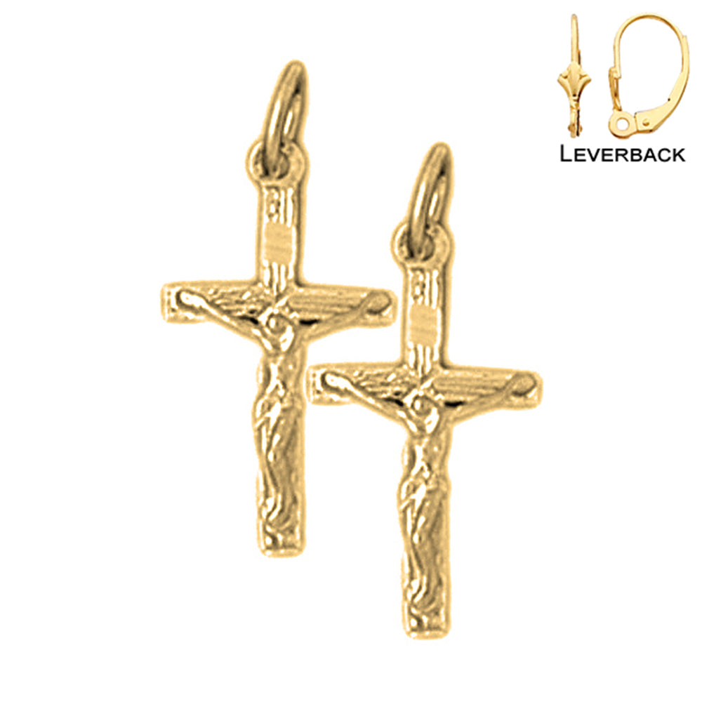 Pendientes de Crucifijo Latino de Oro de 14K o 18K