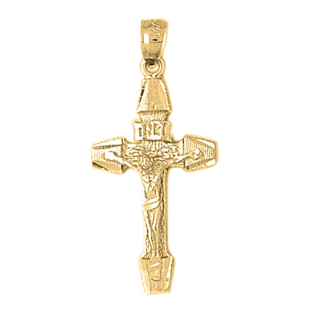 10K, 14K or 18K Gold INRI Crucifix Pendant