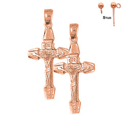 Pendientes de Crucifijo INRI de Oro de 14K o 18K