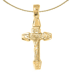 10K, 14K or 18K Gold INRI Crucifix Pendant