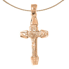 10K, 14K or 18K Gold INRI Crucifix Pendant